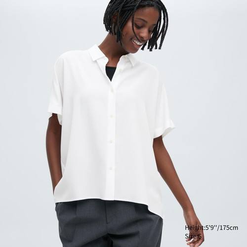 Вискозная блузка с короткими рукавами Белого цвета