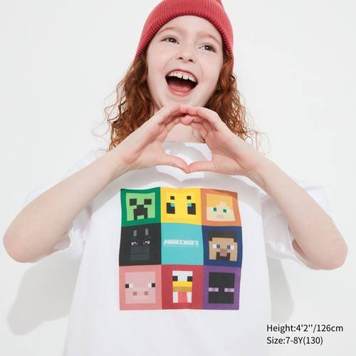Детская футболка с графическим изображением Minecraft UT Белого цвета