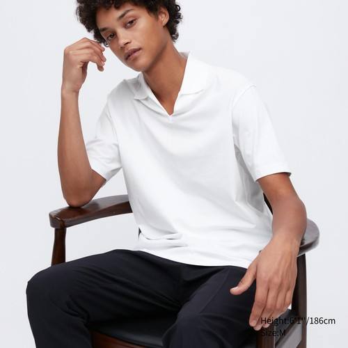 Рубашка-поло AIRism (шкиперский воротник) Белого цвета