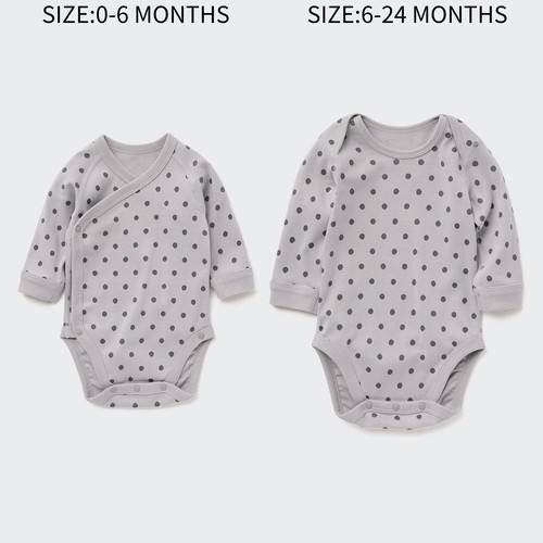 Боди с длинными рукавами для новорожденных из 100% хлопка Joy Of Print в горошек Серая