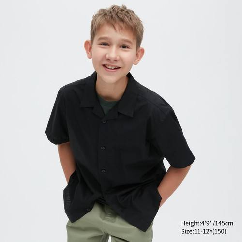 Детская рубашка из 100% хлопка с открытым воротом и короткими рукавами Черный