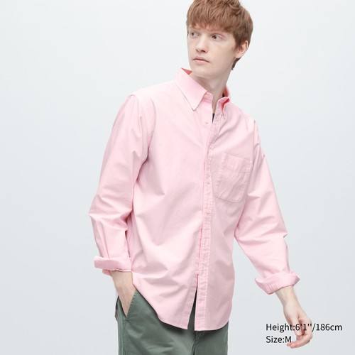 Оксфордская рубашка Обычного покроя (Воротник на пуговицах) Розовая