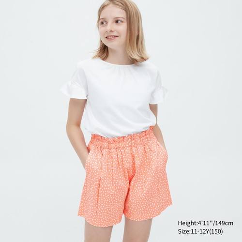 Легкие шорты с цветочным принтом для девочек Seersucker Светло-оранжевая