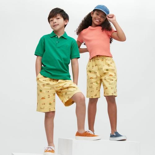 Легкие шорты из хлопка с эластичным принтом для детей Желтая