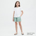 Легкие шорты из льняной смеси с цветочным принтом для девочек Зеленая