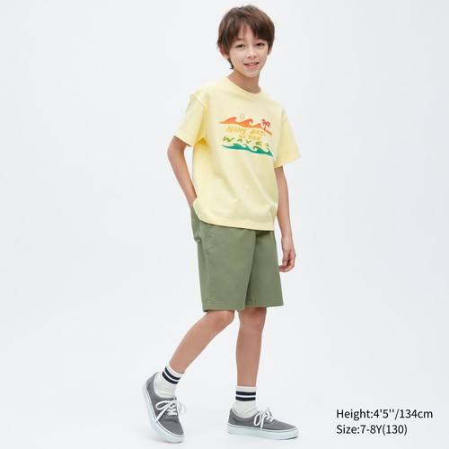 Детские легкие шорты из хлопчатобумажной саржи Зеленая