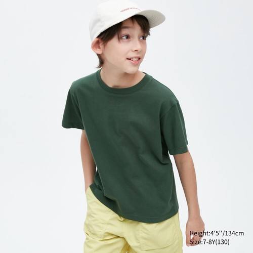 Детская хлопчатобумажная футболка с круглым вырезом и короткими рукавами Зеленая