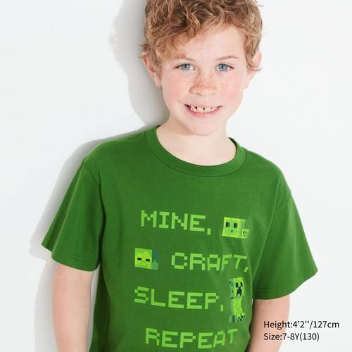 Детская футболка с графическим изображением Minecraft UT Зеленая