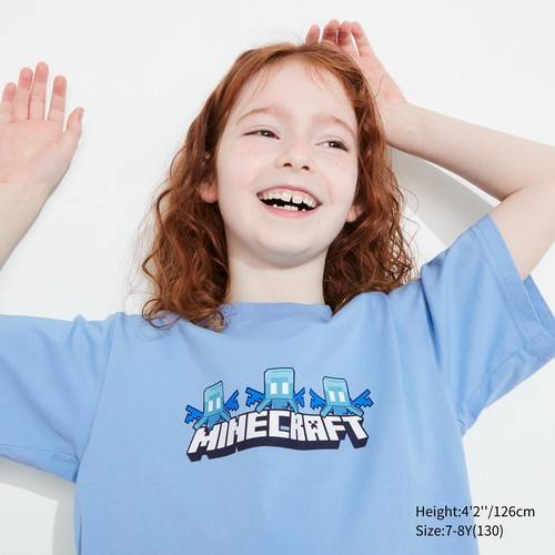 Детская футболка с графическим изображением Minecraft UT Синяя
