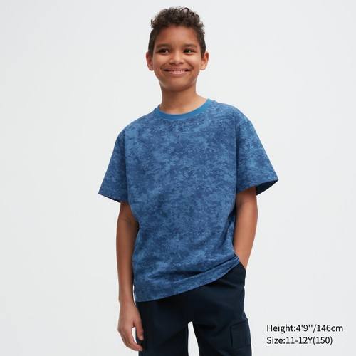 Детская футболка с круглым вырезом и короткими рукавами Ultra Stretch DRY-EX с принтом Синяя