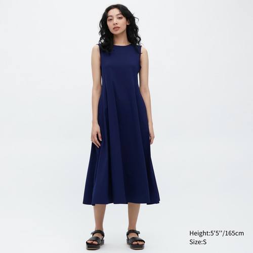 Ультра-эластичное платье без рукавов AIRism Темно-синего цвета
