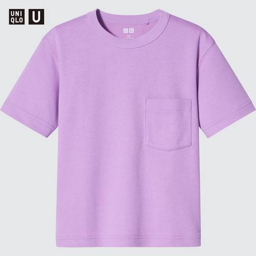 Детская хлопчатобумажная футболка с круглым вырезом Uniqlo U AIRism (сезон 2021) Фиолетовая