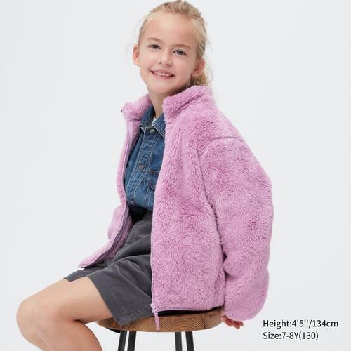 Детская пушистая флисовая куртка на молнии Фиолетовая