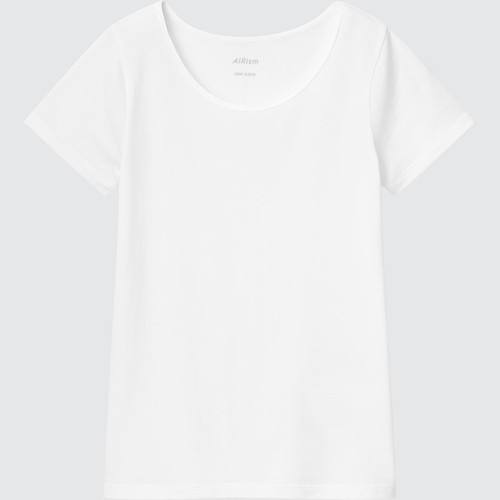 Детская футболка из хлопчатобумажной смеси AIRism с круглым вырезом и короткими рукавами Белого цвета