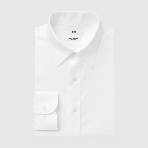 Рубашка Super Non-Iron Slim Fit (обычный воротник) Белого цвета