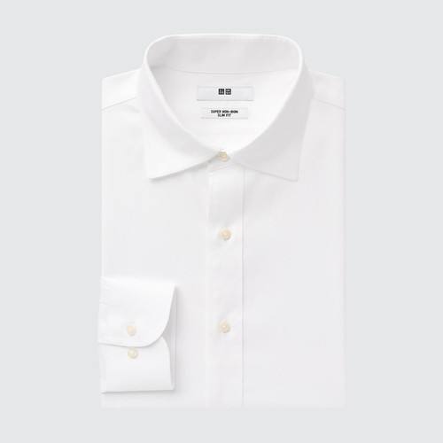 Рубашка Super Non-Iron Slim Fit (Воротник с полуотрезом) Белого цвета