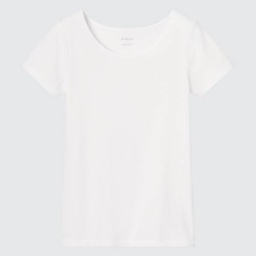 Детская хлопчатобумажная футболка AIRism с круглым вырезом Белого цвета