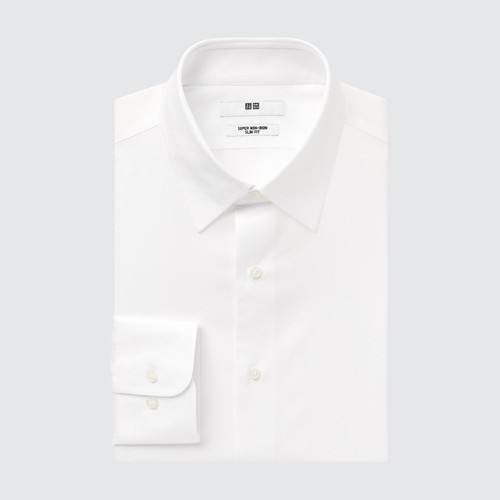 Рубашка Super Non-Iron Slim Fit (обычный воротник) Белого цвета