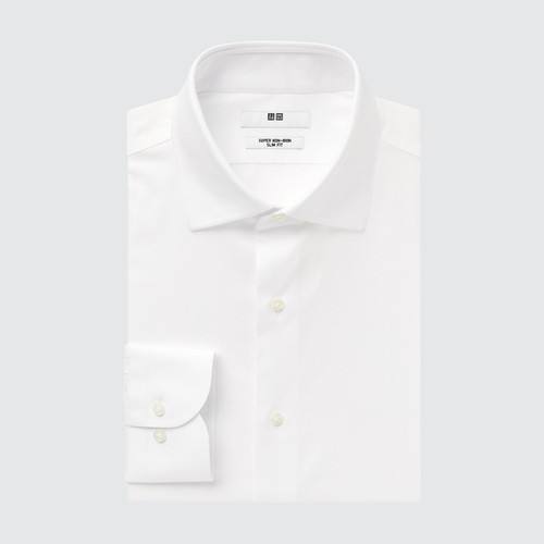 Рубашка Super Non-Iron Slim Fit (Воротник с полуотрезом) Белого цвета