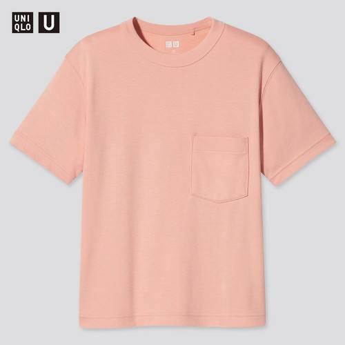Детская хлопчатобумажная футболка с круглым вырезом Uniqlo U AIRism (сезон 2021) Розовая