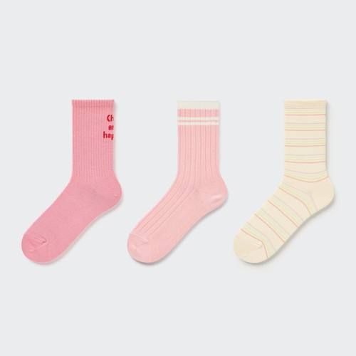 Обычные носки для девочек (три пары) Розовая