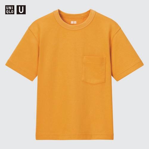 Детская хлопчатобумажная футболка с круглым вырезом и короткими рукавами Uniqlo U AIRism Оранжевая