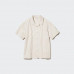 Детская рубашка из 100% хлопка с открытым воротом и короткими рукавами Натуральная
