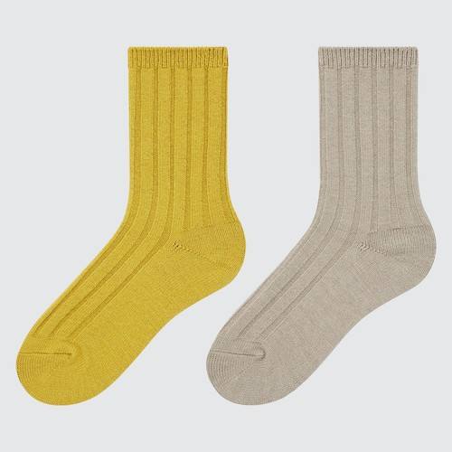 Детские носки в рубчик HEATTECH (две пары) Желтая