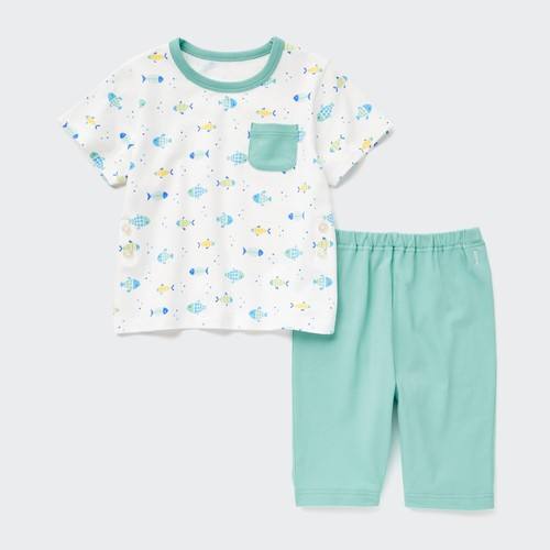 DRY пижама для малышей с короткими рукавами Зеленая