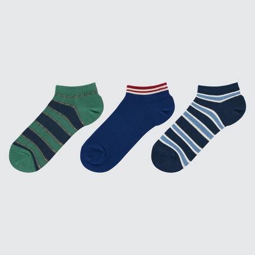 Детские короткие носки в полоску (три пары) Зеленая