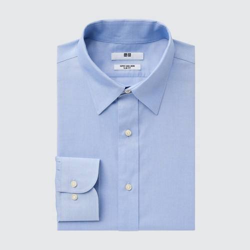 Рубашка Super Non-Iron Slim Fit (обычный воротник) Светло-голубая