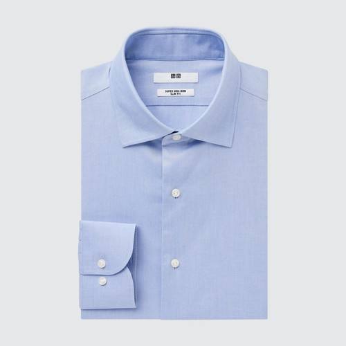 Рубашка Super Non-Iron Slim Fit (Воротник с полуотрезом) Светло-голубая