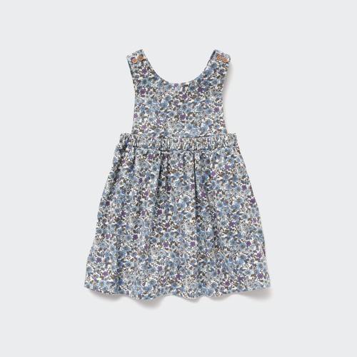 Легкое фланелевое платье для малышей с цветочным принтом Синяя