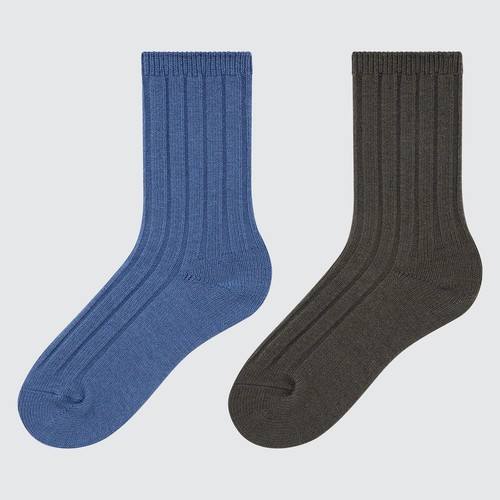 Детские носки в рубчик HEATTECH (две пары) Синяя