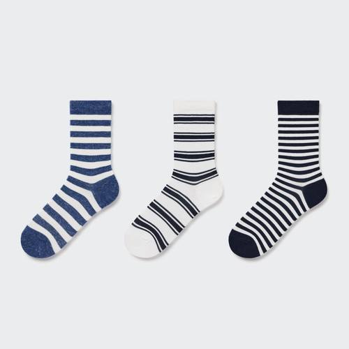Детские полосатые обычные носки (три пары) Синяя