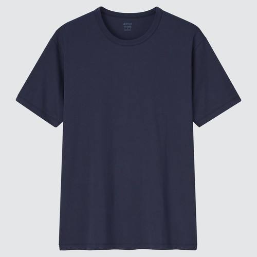 Хлопчатобумажная футболка с круглым вырезом AIRism Темно-синего цвета
